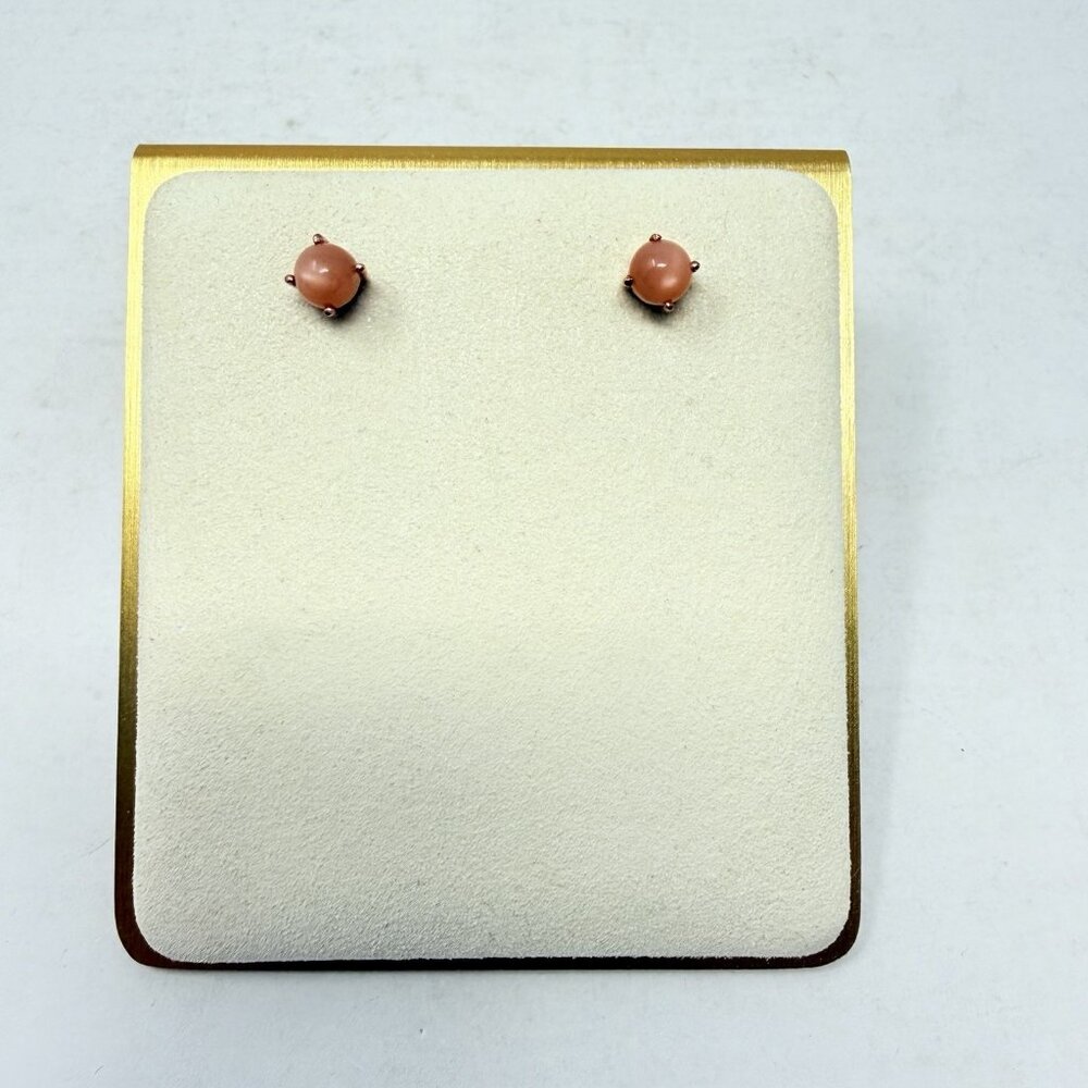 Shop LC Sri Lankan Pink Moonstone Round Stud Earrings in Sterling Silver‎ 5277